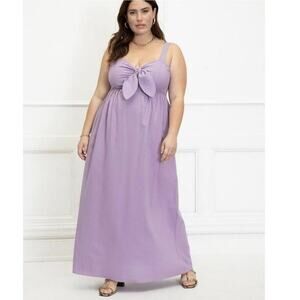 Eloquii Purple Tie Front Spagetti Straps Maxi Dress Size 22 NWT